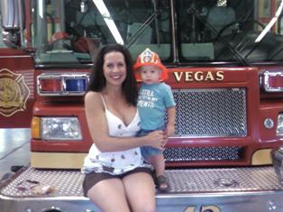 Elizabeth Hammack and son at Las Vegas Fire and Rescue