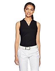 Womens golf attire etiquette Sleeveless top and white slack